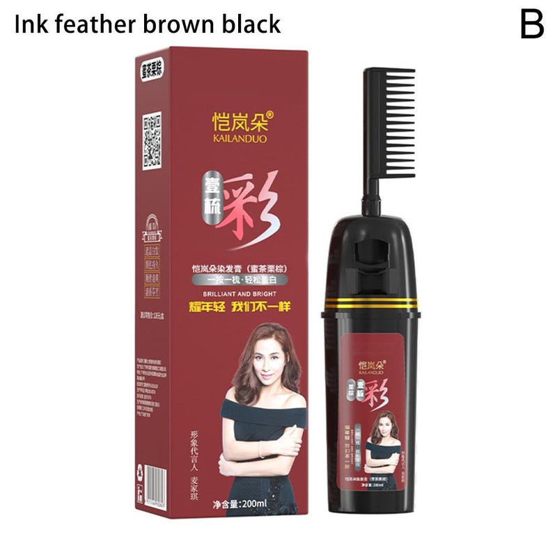 Hair dye, plant-based hair dye, one comb black, one comb color, one comb cover white.
